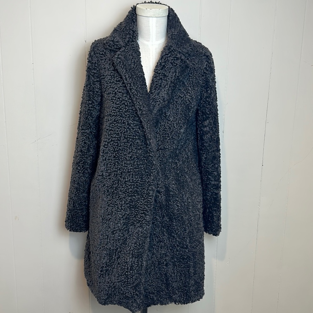 Boohoo teddy faux fur shearling jacket in grey